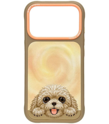 NIMMY dėklas BIG EYED LYING TEDDY POODLE, suderinamas su MagSafe, skirtas IPHONE 18 Pro Max/17 Pro Max, rudas