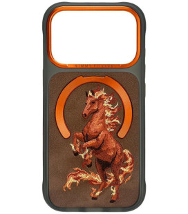 NIMMY dėklas MAGNETIC FANTASY ANIMAL HORSE, suderinamas su MagSafe, skirtas IPHONE 18 Pro Max/17 Pro Max, oranžinės spalvos