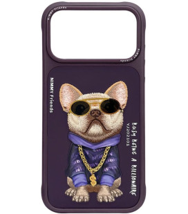 NIMMY dėklas GLASSES COOL DOG, skirtas IPHONE 18 Pro Max/17 Pro Max, purpurinis