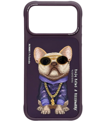 NIMMY dėklas GLASSES COOL DOG, skirtas IPHONE 18 Pro Max/17 Pro Max, purpurinis