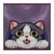 NIMMY dėklas BIG EYED LYING CREAM CAT, suderinamas su MagSafe, skirtas IPHONE 18 Pro Max/17 Pro Max, purpurinis