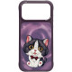 NIMMY dėklas BIG EYED CREAM CAT, skirtas IPHONE 18 Pro Max/17 Pro Max, purpurinis