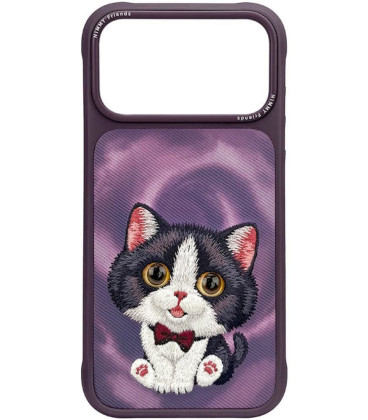 NIMMY dėklas BIG EYED CREAM CAT, skirtas IPHONE 18 Pro Max/17 Pro Max, purpurinis