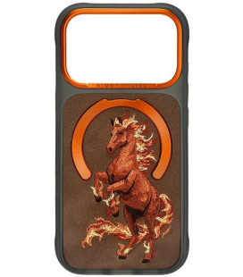 NIMMY dėklas MAGNETIC FANTASY ANIMAL HORSE, suderinamas su MagSafe, skirtas IPHONE 18 Pro/17 Pro, oranžinės spalvos