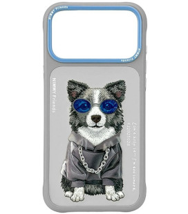 NIMMY dėklas GLASSES COOL DOG, skirtas IPHONE 18 Pro/17 Pro, pilkas