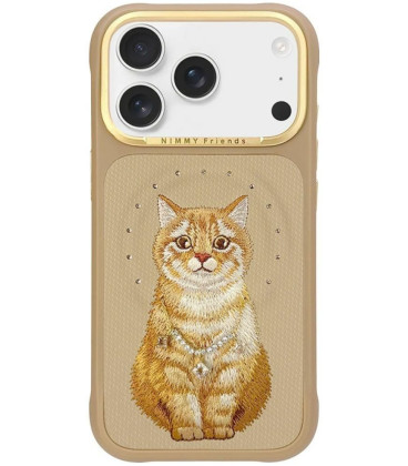 NIMMY dėklas LUCKY FASHION CAT, suderinamas su MagSafe, skirtas IPHONE 18 Pro/17 Pro, rudos spalvos