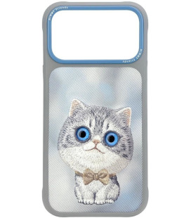 NIMMY dėklas BIG EYED SILVER SHADED CAT, skirtas IPHONE 18 Pro/17 Pro, pilkas