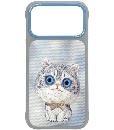 NIMMY dėklas BIG EYED SILVER SHADED CAT, skirtas IPHONE 18 Pro/17 Pro, pilkas