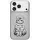 NIMMY dėklas LUCKY FASHION CAT, suderinamas su MagSafe, skirtas IPHONE 18 Pro/17 Pro, pilkas