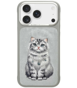 NIMMY dėklas LUCKY FASHION CAT, suderinamas su MagSafe, skirtas IPHONE 18 Pro/17 Pro, pilkas