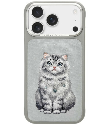 NIMMY dėklas LUCKY FASHION CAT, suderinamas su MagSafe, skirtas IPHONE 18 Pro/17 Pro, pilkas