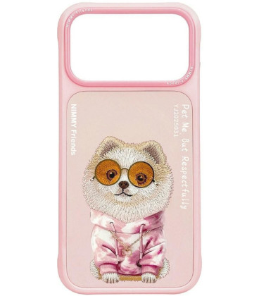 NIMMY dėklas GLASSES COOL DOG, skirtas IPHONE 18 Pro/17 Pro, rožinis