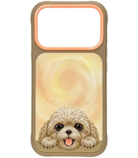 NIMMY dėklas BIG EYED LYING TEDDY POODLE, suderinamas su MagSafe, skirtas IPHONE 18 Pro/17 Pro, rudas
