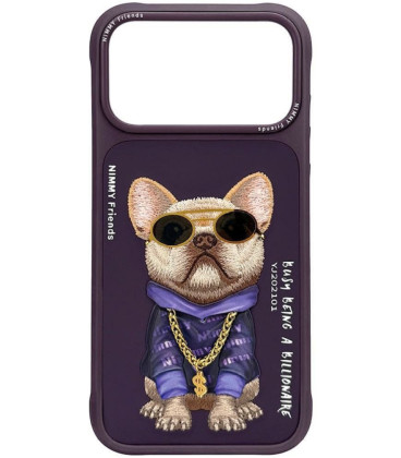 NIMMY dėklas GLASSES COOL DOG, skirtas IPHONE 18 Pro/17 Pro, purpurinis