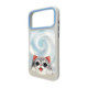 NIMMY dėklas BIG EYED LYING SILVER SHADED CAT, suderinamas su MagSafe, skirtas IPHONE 18 Pro/17 Pro, juodas