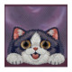 NIMMY dėklas BIG EYED LYING CREAM CAT, suderinamas su MagSafe, skirtas IPHONE 18 Pro/17 Pro, purpurinis