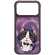 NIMMY dėklas BIG EYED CREAM CAT, skirtas IPHONE 18 Pro/17 Pro, purpurinis