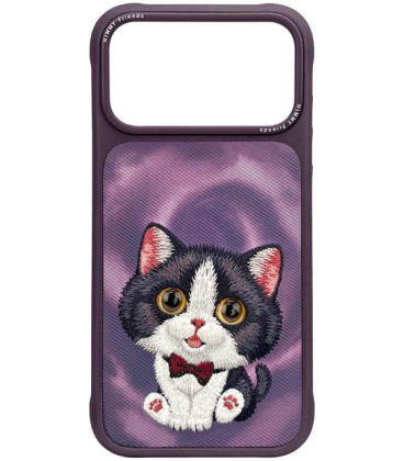 NIMMY dėklas BIG EYED CREAM CAT, skirtas IPHONE 18 Pro/17 Pro, purpurinis