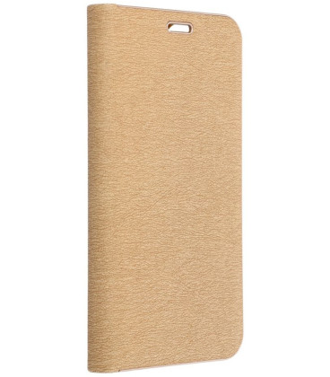 Auksinės spalvos atverčiamas dėklas Samsung Galaxy A57 5G telefonui "Luna Book"