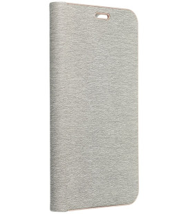 Sidabrinės spalvos atverčiamas dėklas Samsung Galaxy A57 5G telefonui "Luna Book"