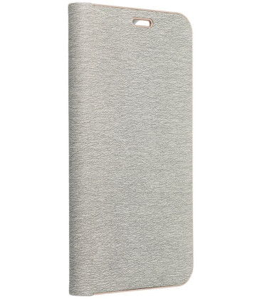 Sidabrinės spalvos atverčiamas dėklas Samsung Galaxy A57 5G telefonui "Luna Book"