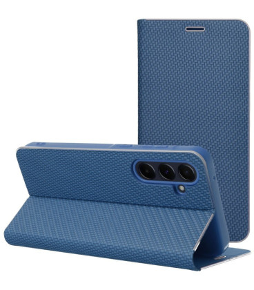 Mėlynas (Carbon) atverčiamas dėklas Samsung Galaxy A57 5G telefonui "Luna Book"