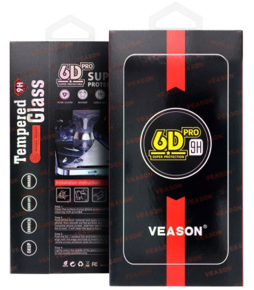 Juodas apsauginis grūdintas stiklas Samsung Galaxy A32 4G telefonui "6D Veason Pro Glass" 