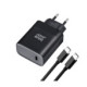 Juodas 1xUSB-C QC4.0 PD 3A 45W pakrovėjas + kabelis USB C į USB C "Blue Star TFB-TC-45WPD"
