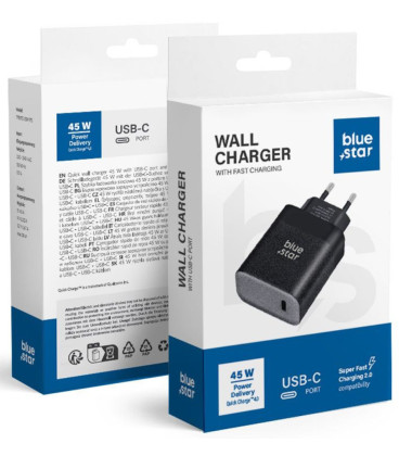 Juodas 1xUSB-C QC4.0 PD 3A 45W pakrovėjas "Blue Star TFB-TC-45W"