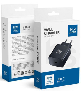 Juodas 1xUSB-C QC3.0 PD 3A 20W pakrovėjas "Blue Star TFB-TC-20WPD"