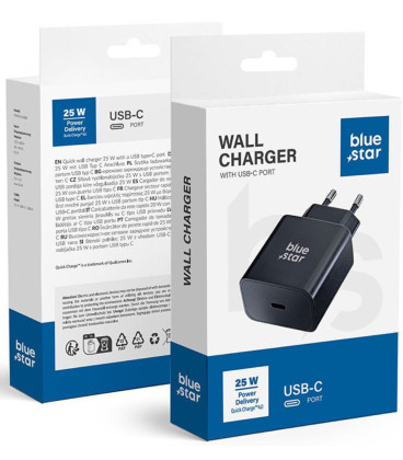 Juodas 1xUSB-C QC4.0 PD 3A 25W pakrovėjas "Blue Star TFB-TC-25WPD"