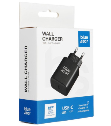 Juodas 1xUSB-C AVS SFC2.0 3A 60W pakrovėjas "Blue Star TFB-SFC-60W"