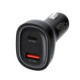 Juodas 1xUSB-A + 1xUSB-C 3A 63W PD QC3.0 AFC PPS SFC2.0 automobilinis pakrovėjas "Blue Star"