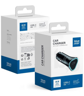 Juodas 1xUSB-C QC3.0 PD AFC 3A 20W automobilinis pakrovėjas "Blue Star CC391-1C"