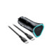 Juodas 1xUSB-C QC3.0 PD AFC 3A 20W automobilinis pakrovėjas + kabelis USB C į USB C "Blue Star"