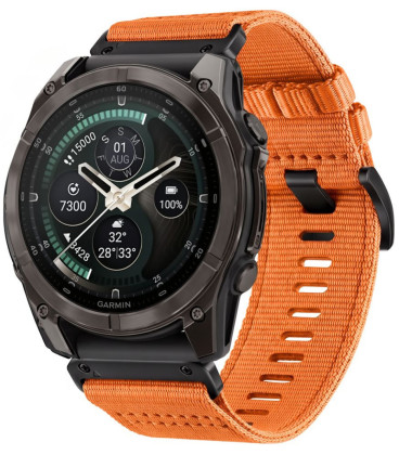 Oranžinė apyrankė Garmin Fenix 5X / 5X Plus / 6X / 6X Pro / 7X / 8 / 8 Pro / 9 / 9 Pro (51 mm) "Tech-Protect Nylon Classic"