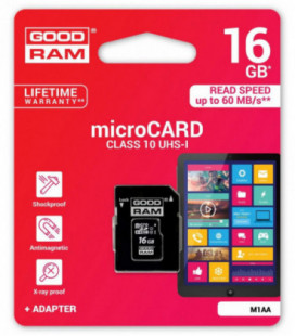 Atminties korta GOODRAM MicroSD 16Gb (class 10) + SD adapter