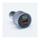 Pilkas 1xUSB-A + 2xUSB-C QC4.0 PD SFC2.0 4,5A 65W automobilinis pakrovėjas "Forcell F-Energy Alu"