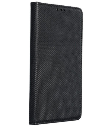 Juodas atverčiamas dėklas Samsung Galaxy J4 Plus telefonui "Smart Book Case"
