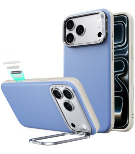 Šviesiai mėlynas dėklas Apple iPhone 17 Pro Max / 18 Pro Max telefonui "ESR Leather Kickstand Magsafe"
