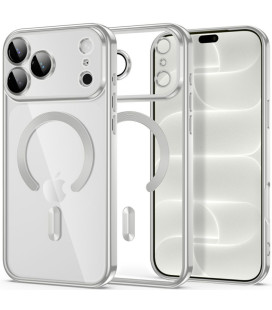 Sidabrinbės spalvos / skaidrus dėklas Apple iPhone 17 Pro / 18 Pro telefonui "Tech-Protect MagFlex Magsafe"