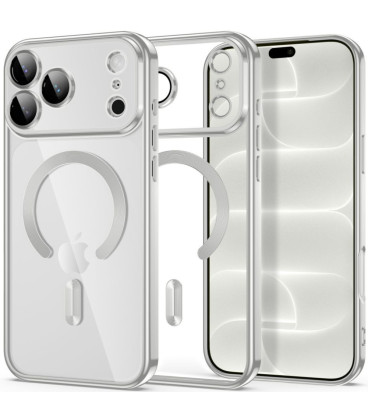 Sidabrinbės spalvos / skaidrus dėklas Apple iPhone 17 Pro / 18 Pro telefonui "Tech-Protect MagFlex Magsafe"