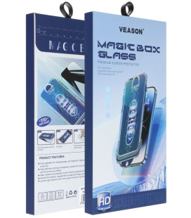 Juodas apsauginis grūdintas stiklas Apple iPhone 15 Pro Max telefonui "6D Veason Easy Install"