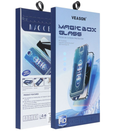 Juodas apsauginis grūdintas stiklas Apple iPhone 15 Pro Max telefonui "6D Veason Easy Install"
