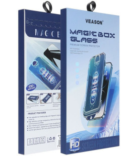 Juodas apsauginis grūdintas stiklas Apple iPhone 13 Pro Max / 14 Plus telefonui "6D Veason Easy Install"