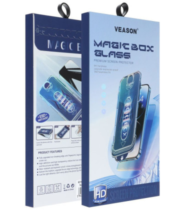 Juodas apsauginis grūdintas stiklas Apple iPhone XS Max telefonui "6D Veason Easy Install"