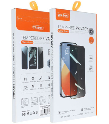 Juodas (Privacy) apsauginis grūdintas stiklas Apple iPhone 16 Pro Max telefonui "6D Veason Pro Privacy Glass"