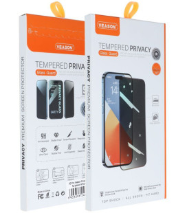 Juodas (Privacy) apsauginis grūdintas stiklas Apple iPhone 15 telefonui "6D Veason Pro Privacy Glass"