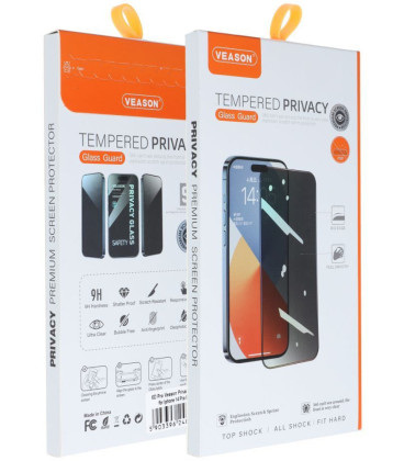 Juodas (Privacy) apsauginis grūdintas stiklas Apple iPhone 17 telefonui "6D Veason Pro Privacy Glass"