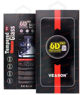 Juodas apsauginis grūdintas stiklas Apple iPhone 13 / 16E / 17E telefonui "6D Veason Pro Glass"